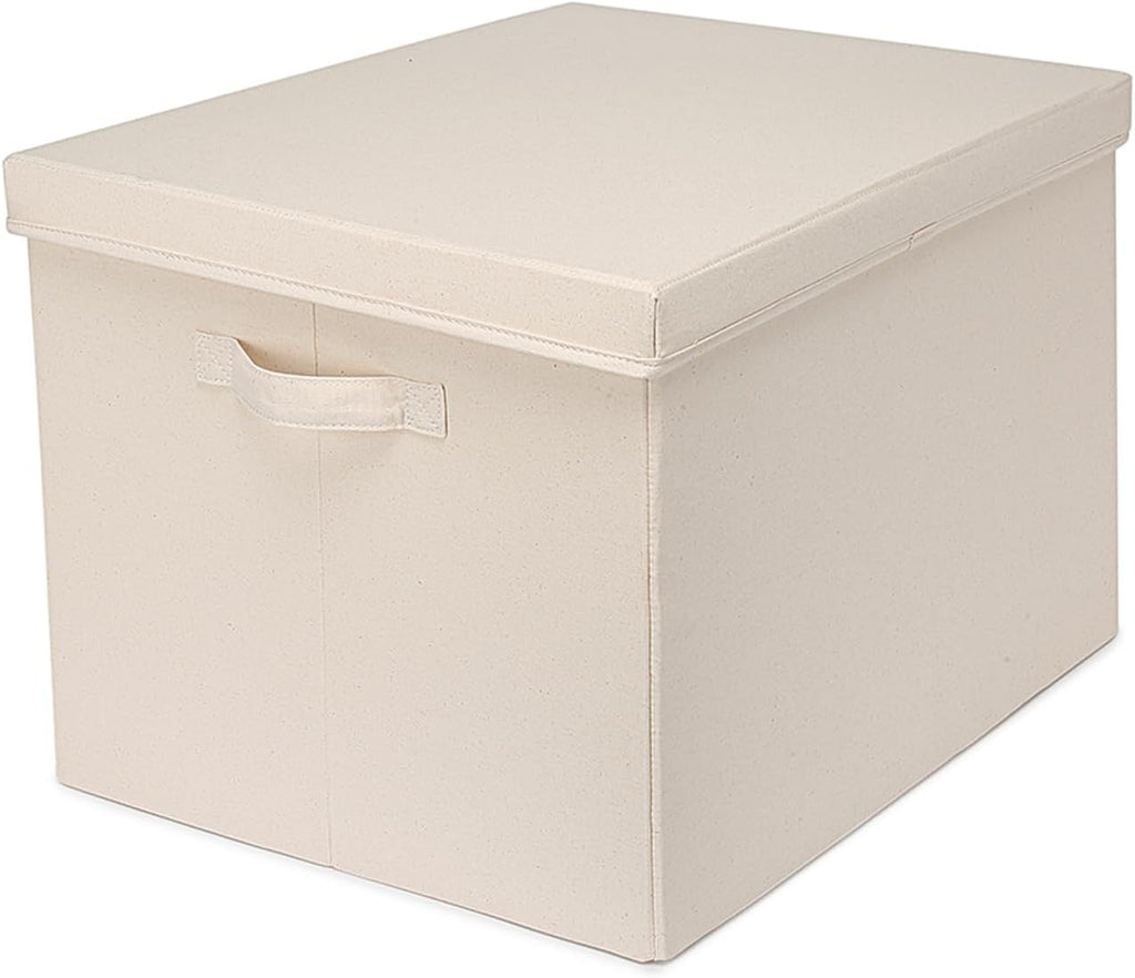 Foldable Storage Bins with Lids Cotton Canvas Rectangular Storage Box Ideal for Organization Lightweight and Durable (XXL)