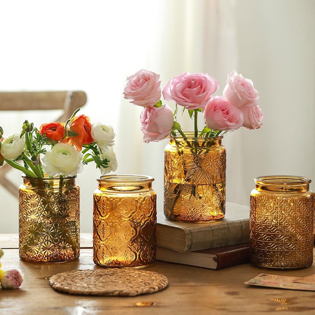 ANSQU Vintage 23.7oz Glass Jar with Solid Wood Lid - Airtight Storage for Loose Tea, Coffee, Candy, Cookies, Laundry Detergent - Decorative Kitchen Jar, Cute & Functional (Yellow, 1 Pack)