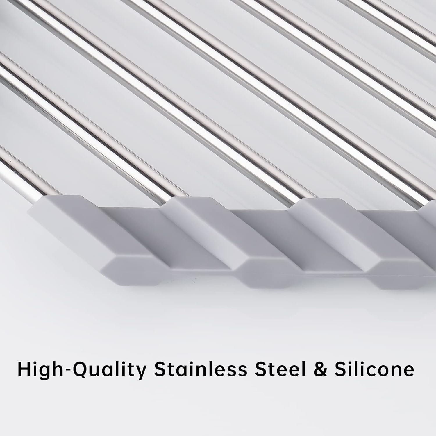 Tomorotec Triangle Roll-Up Dish Drying Rack for Sink Corner Small Foldable Stainless Steel Over The Sink Multipurpose Kitchen Drainer Caddy Organizer Storage Space Saver Shelf Holder (Gray)