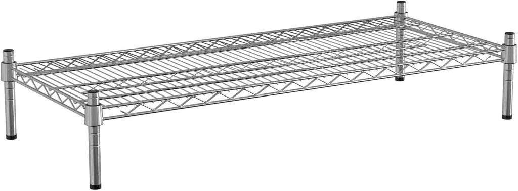 18" x 42" NSF Chrome Wire Stationary Dunnage Storage Rack with 8" Posts, Ideal for Commercial Kitchen, Home, Garage, Warehouse, Shelters
