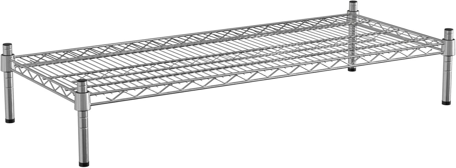 18" x 42" NSF Chrome Wire Stationary Dunnage Storage Rack with 8" Posts, Ideal for Commercial Kitchen, Home, Garage, Warehouse, Shelters