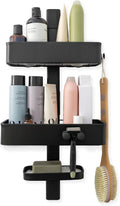 Rust Resistant Hygienic Shower Caddy – Hanging Bathroom Organizer with Adjustable Shelves, Easy Clean Trays & Magnetic Hooks for DIY Remodels & Shower Niches - Black