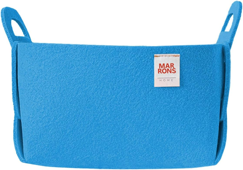 Collapsible Felt LIGHTBLUE Storage Bin Small 7.1"x5.1"x5.1" – Foldable Basket with Handles for Closet, Toy Storage, Laundry Room Organization, Decorative Storage Baskets for Shelves, Nursery
