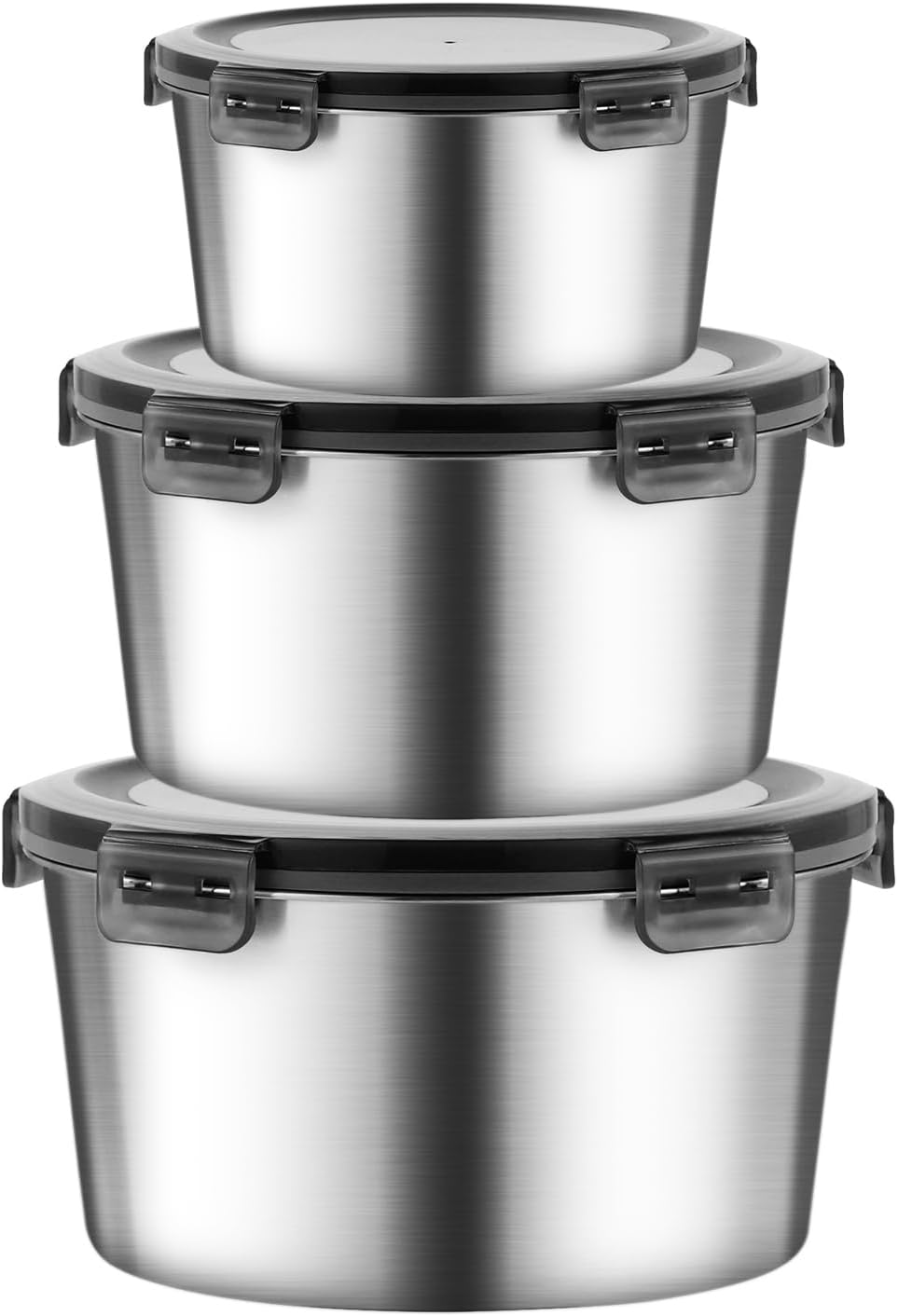 316L Stainless Steel Food Storage Containers with Lids, 20oz 34oz 71oz Airtight Metal Meal Prep Containers,Bento Lunch Box for Kitchen, Picnic & Camping（600 ml / 1000 ml / 2100 ml）