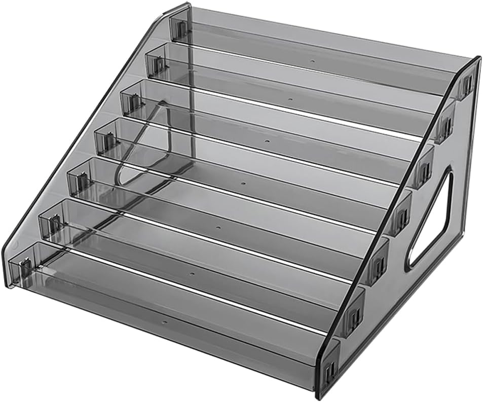 Acrylic Paint Organizer (7 Tier), Painting Bottle Holder, Clear Nail Polish Holder Rack Shelf, Acrylic Paint Storage Organizer, Craft Holder Rack for Alcohol Inks and Food Coloring (Black Clear)