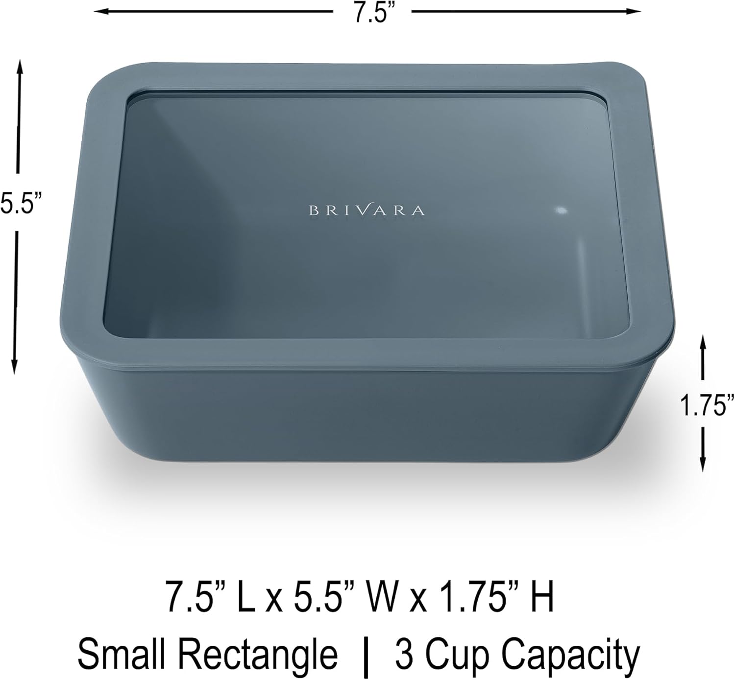 Ceramic Coated Glass Food Storage Container | No PTFE, PFOA, PFAS, and BPA | Reusable Non Toxic Meal Prep Container with Glass Lid | Easy To Store | 3 Cup Rectangle [Dusk]