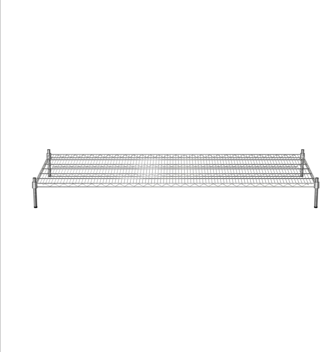 30" x 72" NSF Chrome Wire Stationary Dunnage Storage Rack with 8" Posts, Ideal for Commercial Kitchen, Home, Garage, Warehouse, Shelters