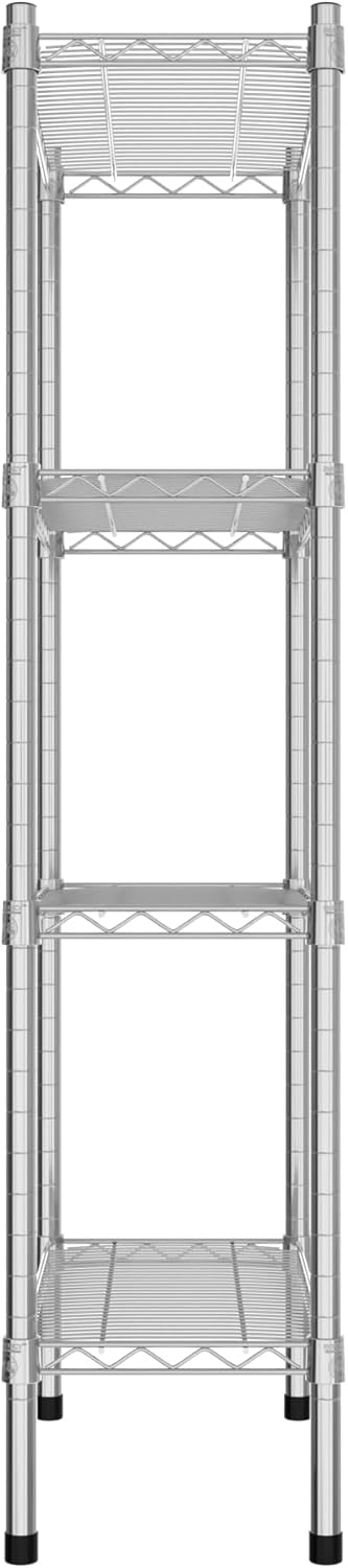 Commercial NSF Listed Chrome Stationary Wire Shelving Kit 12" x 24" x 54", with 4 Shelves Perfect for Warehouse, Walk-in Refrigerator, Freezer, Grocery Store, Restaurant, Dishroom