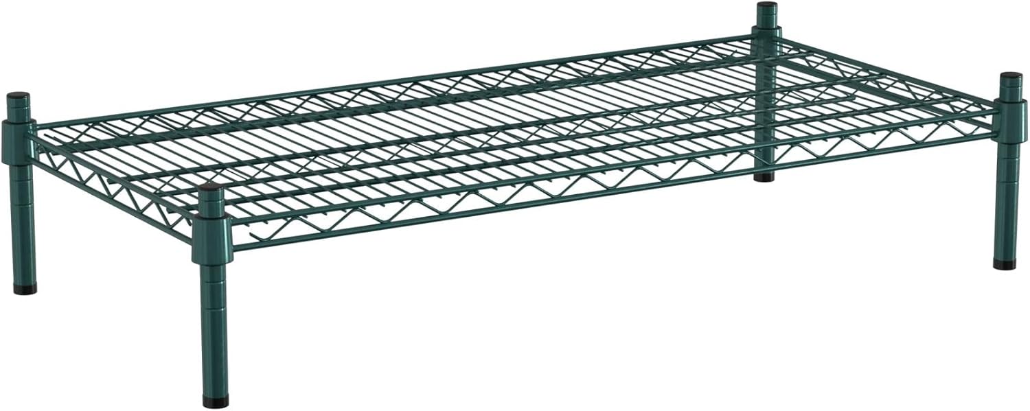 18" x 36" NSF Green Wire Stationary Dunnage Storage Rack with 8" Posts Ideal for Commercial Kitchen Home Garage Warehouse Shelters