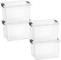 Superio Storage Bins with Lids- 4 Pack, 4.75 Qt Clear Boxes for Organizing, Stackable Plastic Containers- BPA Free, Non-Toxic, Odor Free, Organizer for Home, Office, Dorm