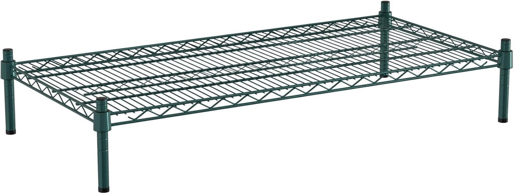 21" x 42" NSF Green Wire Stationary Dunnage Storage Rack with 8" Posts Ideal for Commercial Kitchen Home Garage Warehouse Shelters