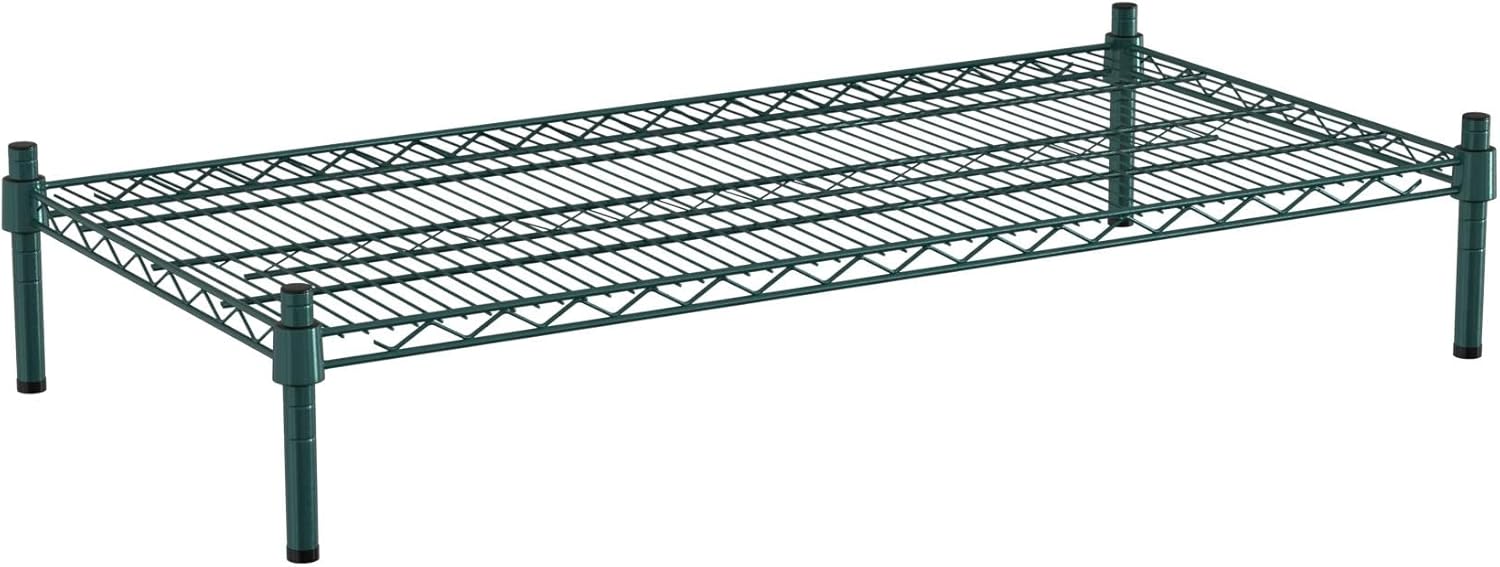 21" x 42" NSF Green Wire Stationary Dunnage Storage Rack with 8" Posts Ideal for Commercial Kitchen Home Garage Warehouse Shelters