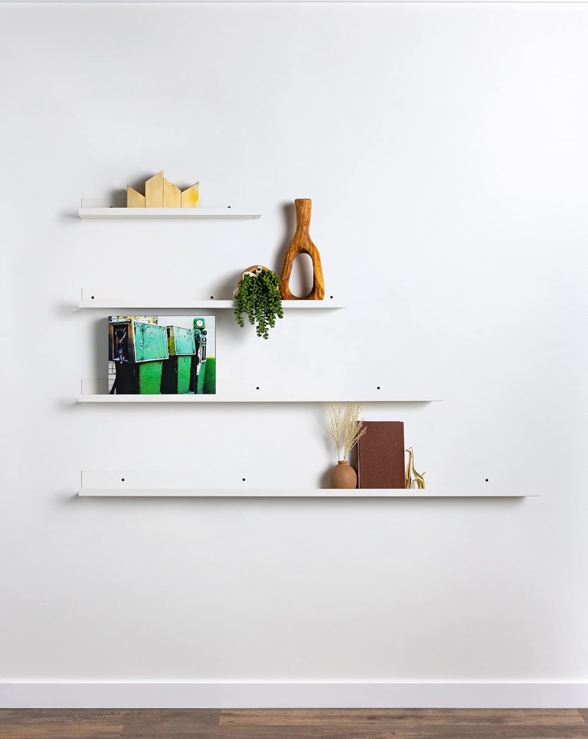 Infinite Design 36" Metal Floating Wall Shelf | Modern White Powder-Coated Steel Ledge, Made in USA | Wall-Mounted Shelf for Living Room, Kitchen, Bathroom, Bedroom or Office