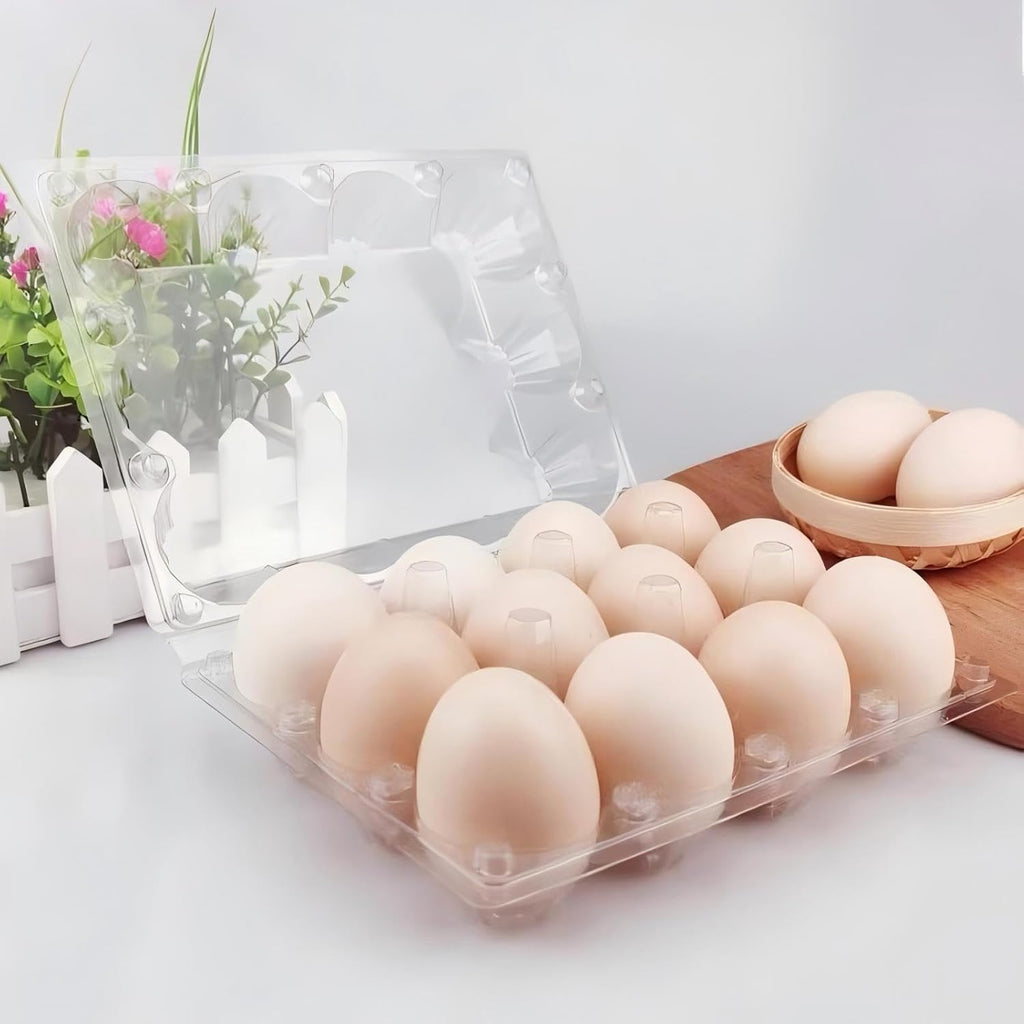 40 Pack 12-Egg Cartons Plastic Clear 3X4 Grids Reusable Storage Container, Stackable Cheap Bulk 1/2 Dozen Egg Trays for Refrigerator/Farms/Camping/Travel