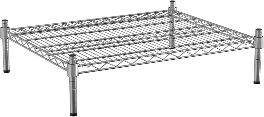 24" x 30" NSF Chrome Wire Stationary Dunnage Storage Rack with 8" Posts, Ideal for Commercial Kitchen, Home, Garage, Warehouse, Shelters