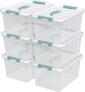 Ramddy 6-Pack 14 Quart Plastic Storage Bin with Handle, Clear Latching Container Box