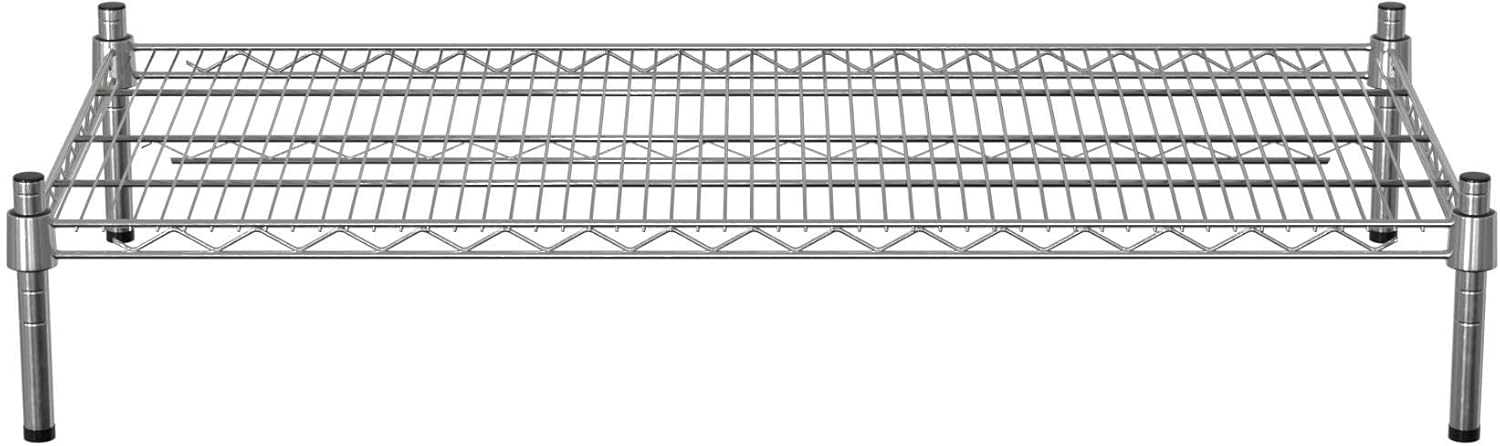 21" x 42" NSF Chrome Wire Stationary Dunnage Storage Rack with 8" Posts, Ideal for Commercial Kitchen, Home, Garage, Warehouse, Shelters