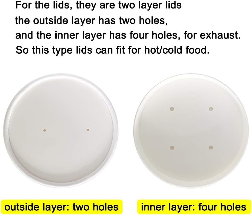 100 Count Paper Lids for Belinlen 5oz/6oz/8oz/12oz/16oz Paper Ice Cream Cups, Hot/Cold Soup Cups‘s Lids