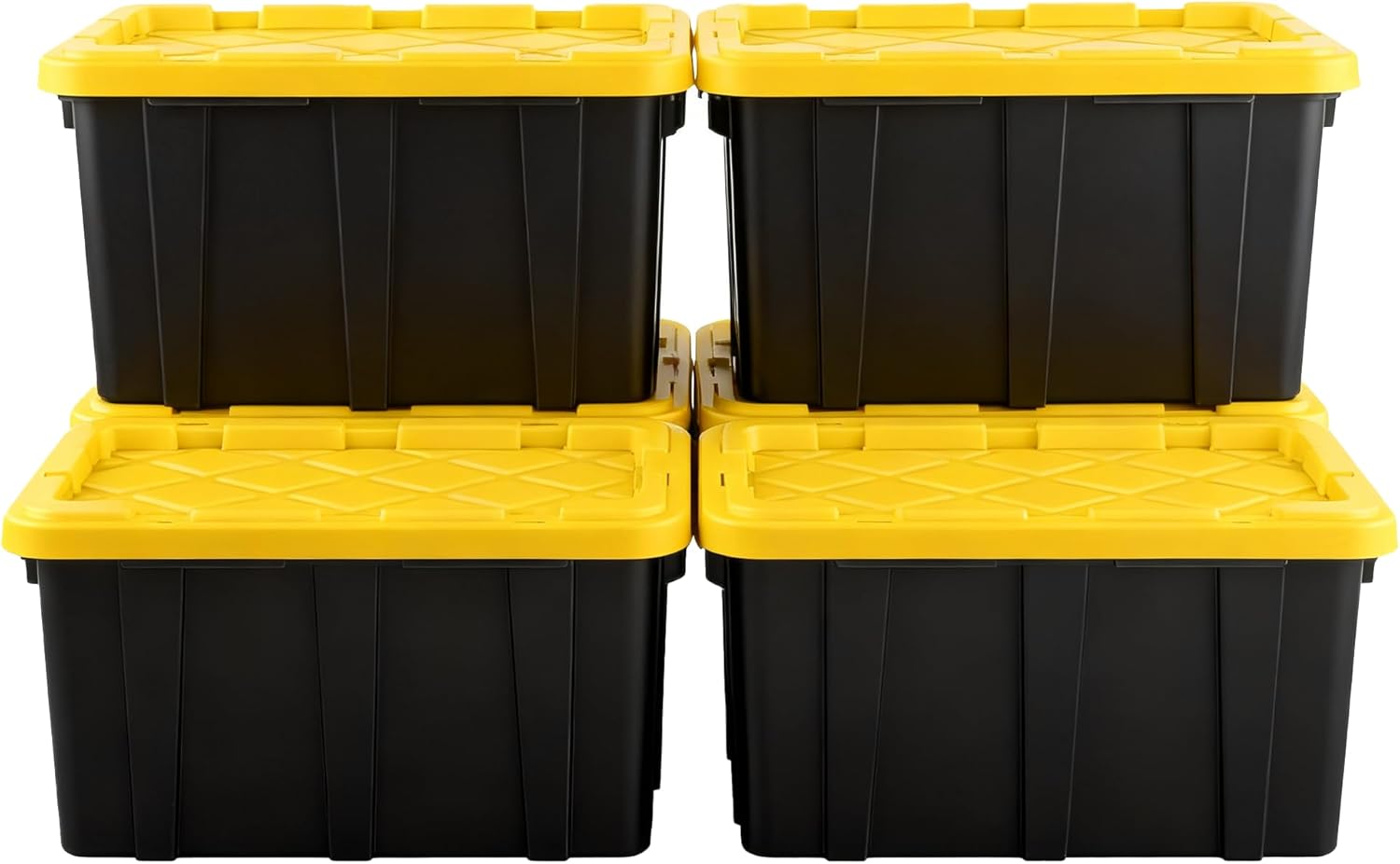 4-Pack Industrial Tote, Plastic Storage Container Bins with Lids, 7 Gallon - Heavy-Duty Organizing Containers for Home, Warehouse, and Transport