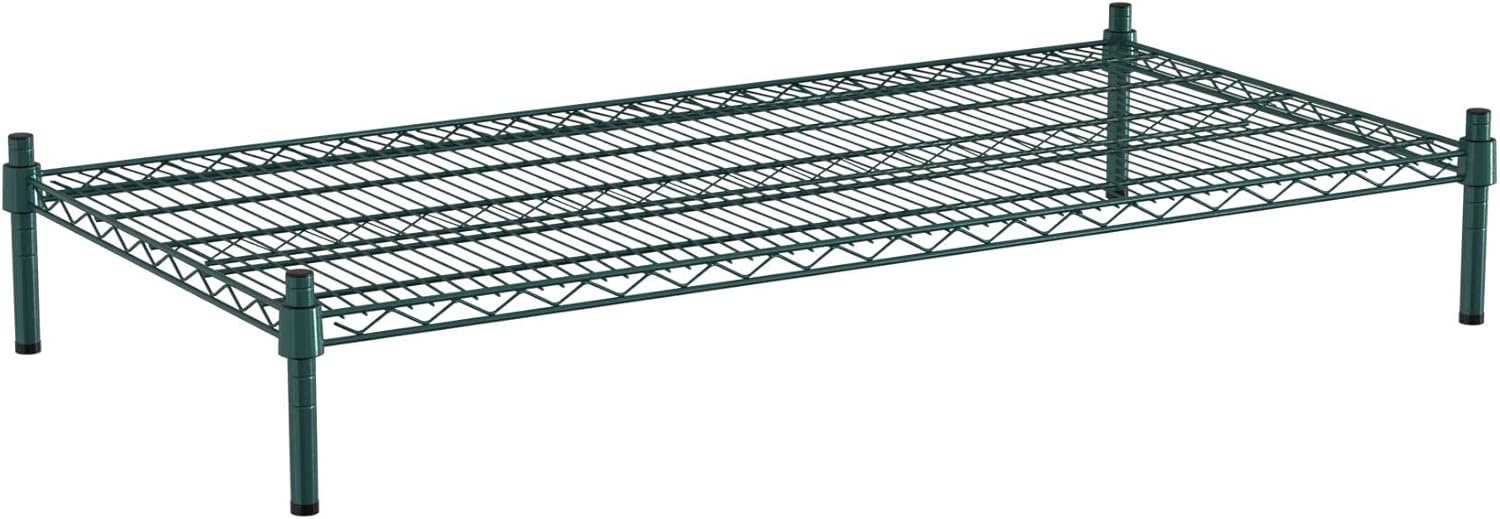 24" x 48" NSF Green Wire Stationary Dunnage Storage Rack with 8" Posts Ideal for Commercial Kitchen Home Garage Warehouse Shelters