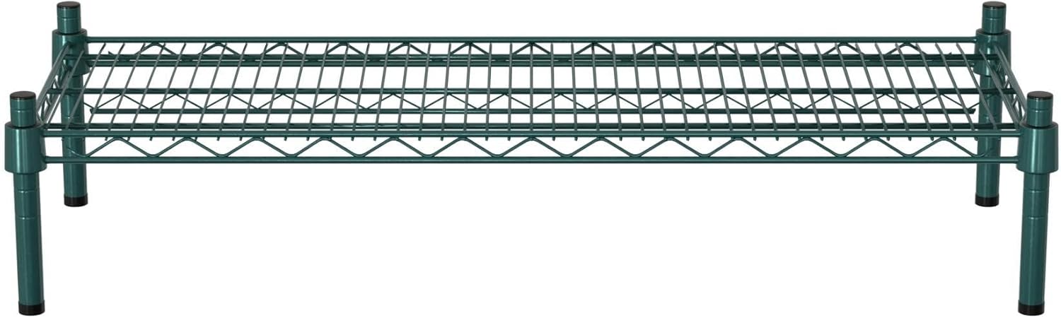 14" x 36" NSF Green Wire Stationary Dunnage Storage Rack with 8" Posts Ideal for Commercial Kitchen Home Garage Warehouse Shelters