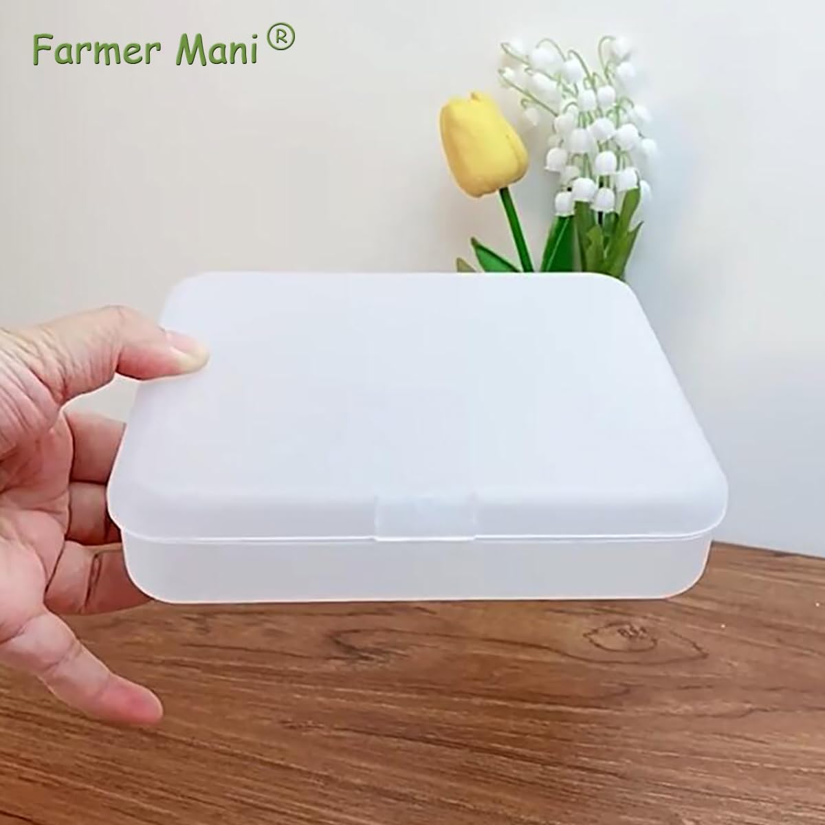 2 Pack (6.18x5.32x1.5 Inches) Rectangular Clear Frosted Plastic Box Containers with Buckle Lids,Rectangle Plastic Clear Storage Containers Box for Make Up,Eye,Pills,Gems,Beads,Jewelry,Small Items