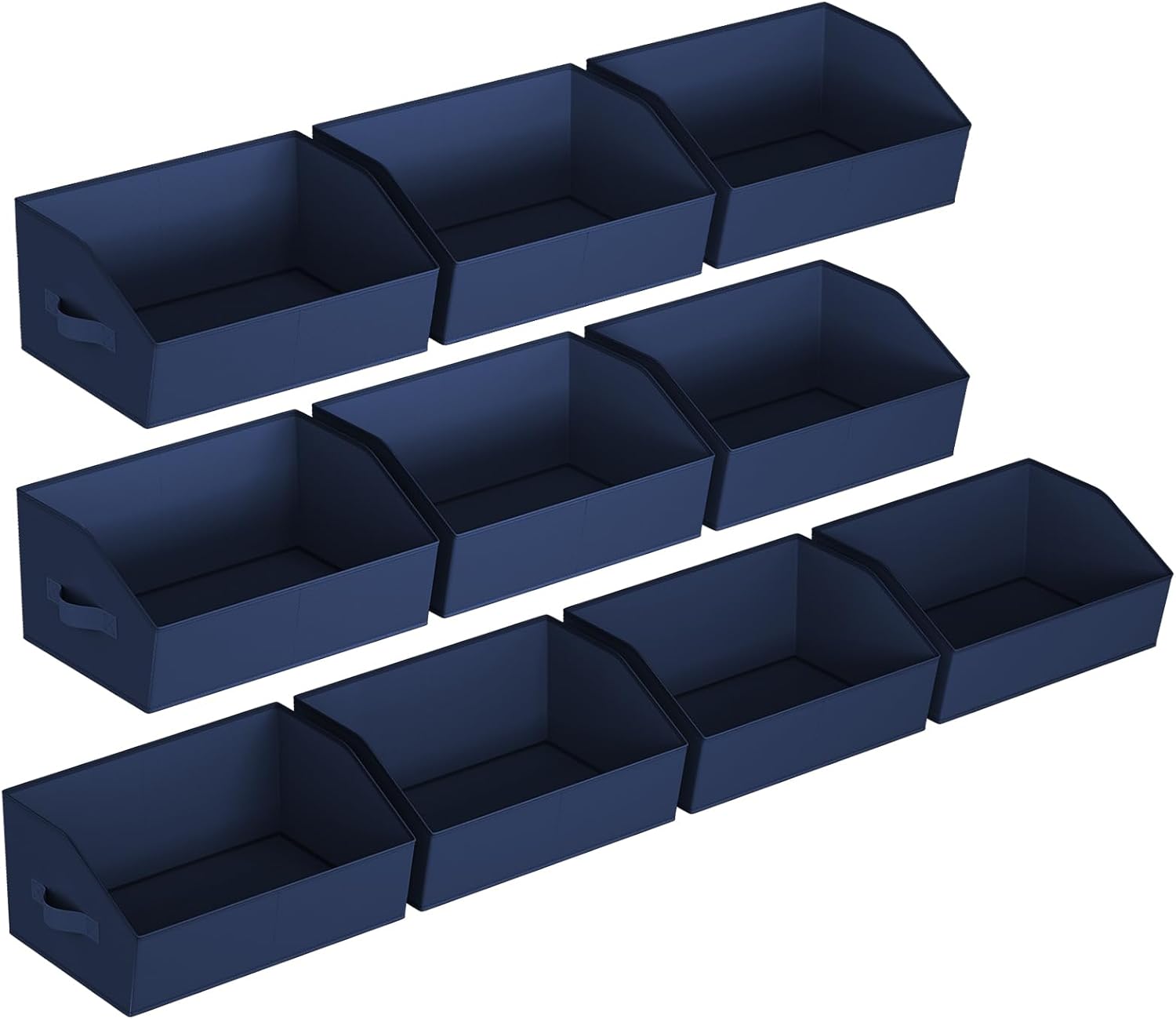 Closet Baskets for Shelves Trapezoid - Decorative Storage Baskets with Handle, Closet Bins for Organization, Shelf Storage Bins for Clothes, Books, Home, Office, 10 Pack, Navy Blue