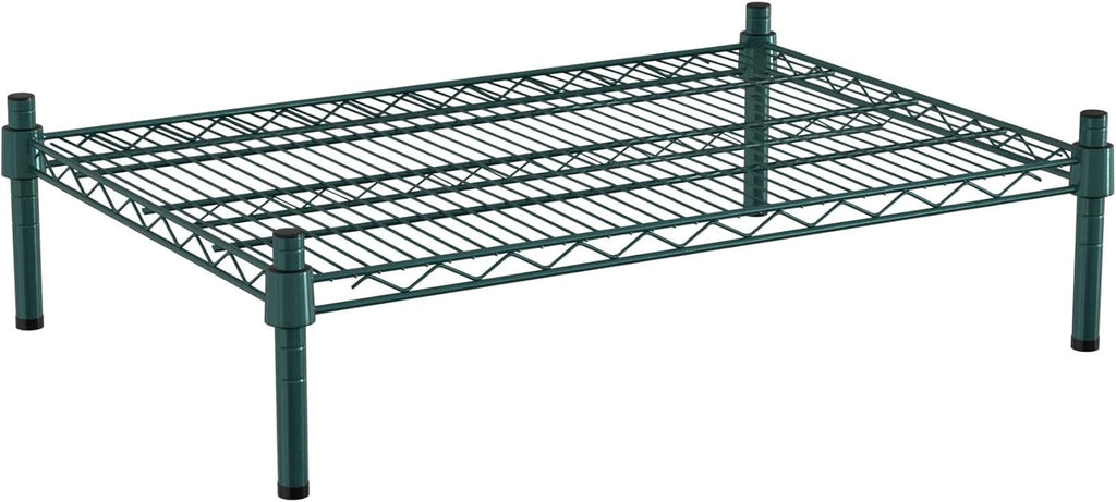 21" x 30" NSF Green Wire Stationary Dunnage Storage Rack with 8" Posts Ideal for Commercial Kitchen Home Garage Warehouse Shelters