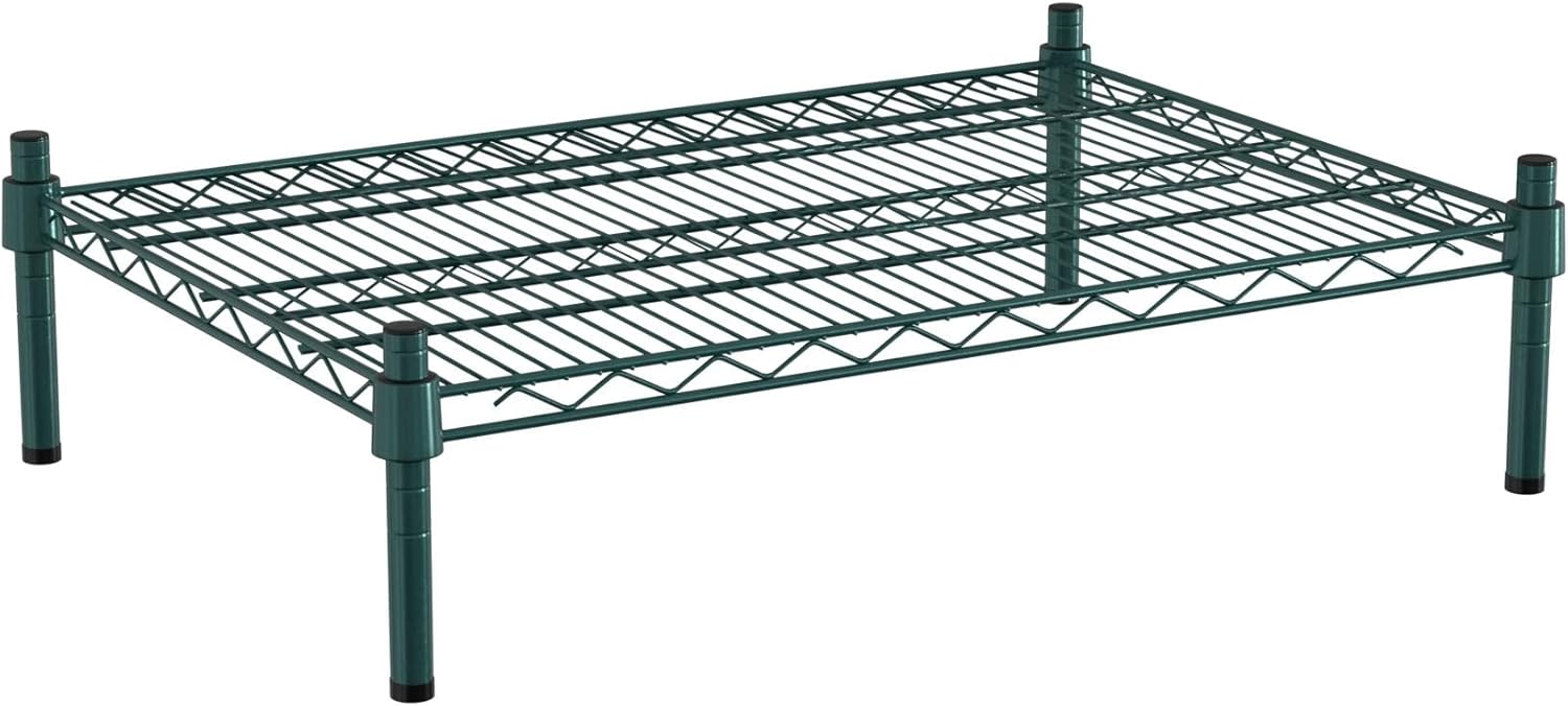 21" x 30" NSF Green Wire Stationary Dunnage Storage Rack with 8" Posts Ideal for Commercial Kitchen Home Garage Warehouse Shelters
