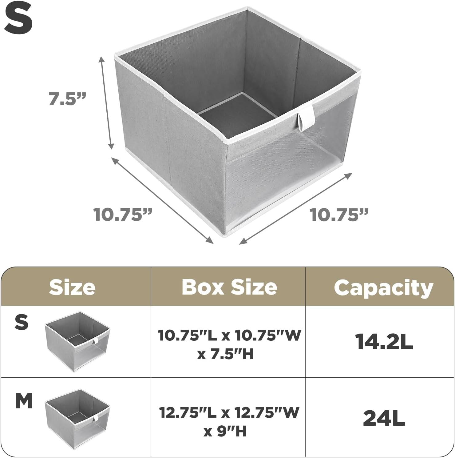 Linen Closet Organizers and Storage, Closet Storage Bins Basket Organizer, Foldable Organization Baskets with Mesh Window for Clothes Towels and Toys, 10.75" x 10.75" x 7.5", Gray, 2 pack