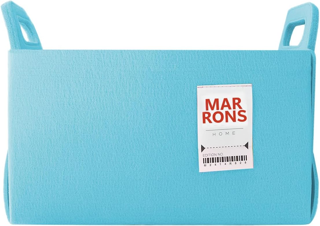 Collapsible Felt SKYBLUE Storage Bin Medium 11"x7.1"x7.1" – Foldable Basket with Handles for Closet, Toy Storage, Laundry Room Organization, Decorative Storage Bins for Shelves, Cube Storage