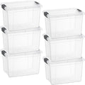 Superio Storage Bins with Lids- 6 Pack, 4.75 Qt Clear Boxes for Organizing, Stackable Plastic Containers- BPA Free, Non-Toxic, Odor Free, Organizer for Home, Office, Dorm