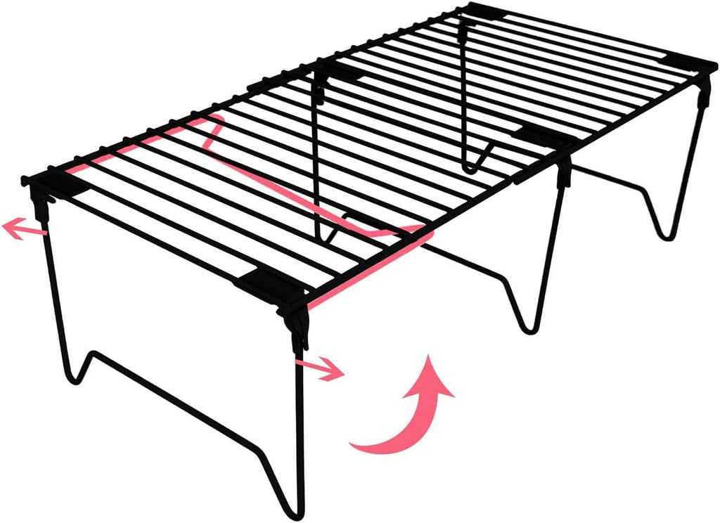 1/2-Piece Set freezer organizer,Stackable Cabinet Organizer Shelves,Foldable Pantry Shelf,Plate, Dish,Rustproof Metal Storage Organizer (1 PC, black)