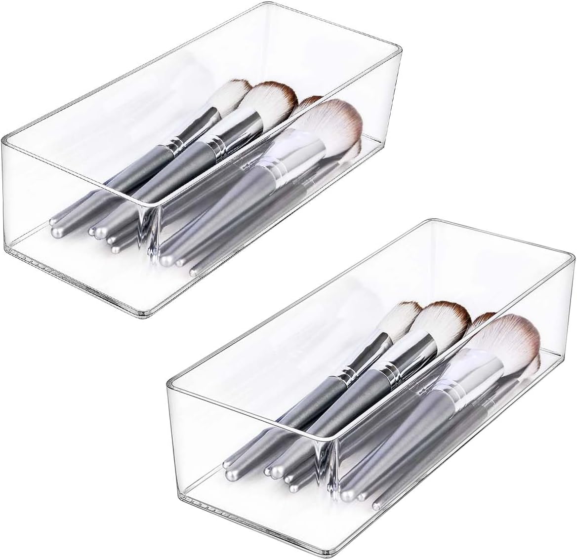 JessLab Acrylic Organizer, 2PK Cube Sections Makeup Organizer for Drawer, Makeup Organizer for Vanity, Countertop, Bathroom, Kitchen and Cabinet Storage(1+1 Compartment)
