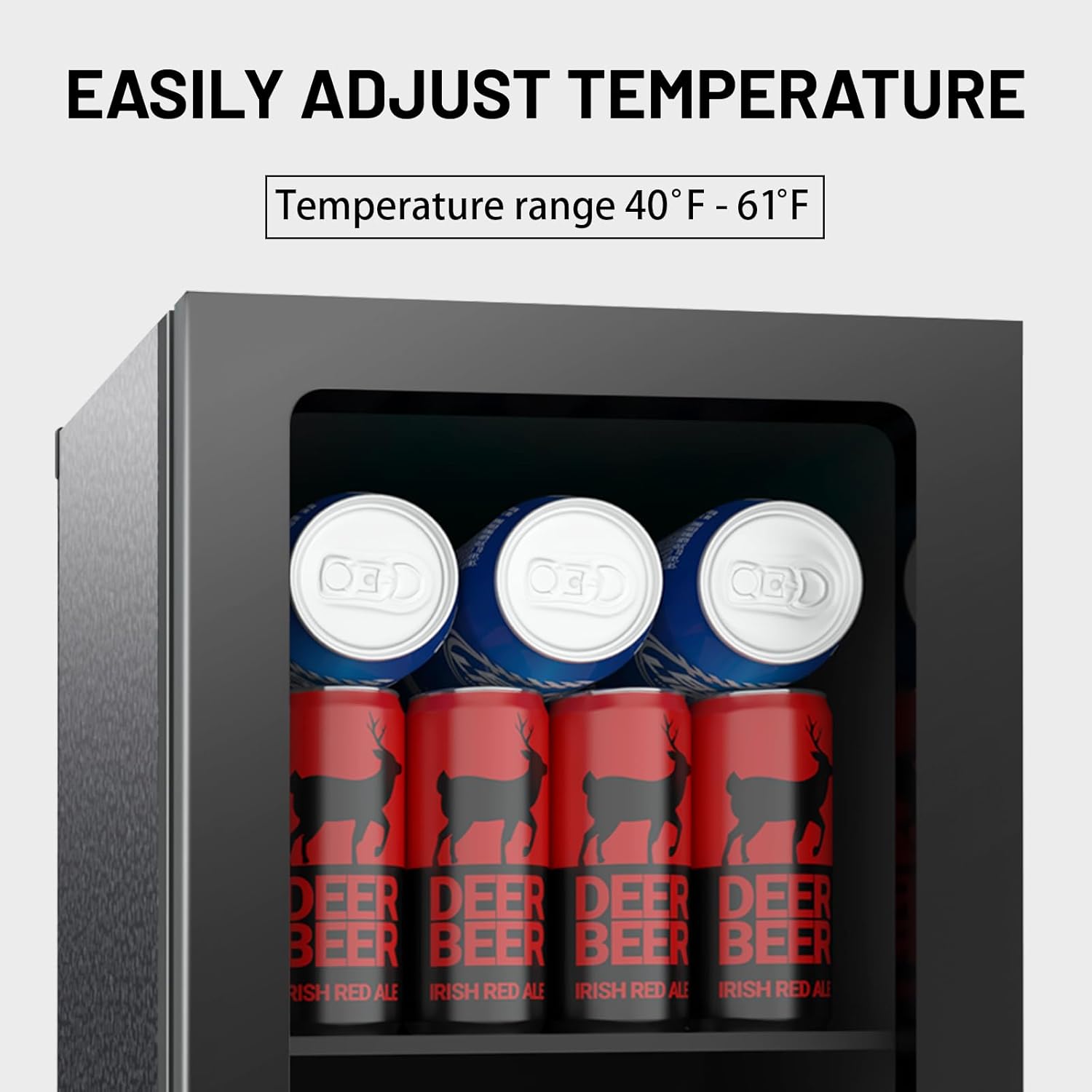 0.95 Cu.ft Mini Fridge Holds 24 Cans, Beverage Refrigerator Cooler, Solid Door, Manual Temperature Control (at the Back), Quiet Compact Drink Fridge for Soda, Beer, Wine, Office, Dorm, Bar