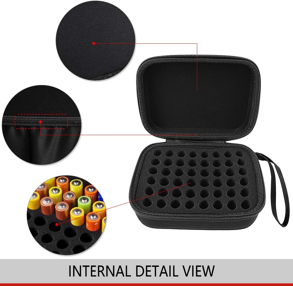 Comecase Hard Battery Organizer Storage Box Carrying Case Bag - Holds 48 Batteries AA [ Not Include Tester and Accessories ]