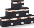 GhvyenntteS Fabric Storage Bins with Lids 6 Pack, Foldable Fabric Storage Baskets with Lid and Handles, Large Closet Organizers and Storage boxes with Label for Home Office (Black, 15" x 11" x 9.7")