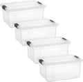 Superio Clear Storage Boxes with Lids, 11 Quart Plastic Container Bins for Organizing, Stackable Crates, BPA Free, Non Toxic, Odor Free, Organizers for Home, Office and Dorm, 4 Pack