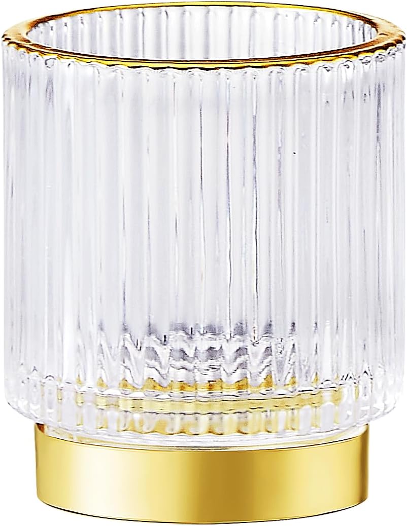 Makeup Brush Holder Organizer,Toothbrush Holders,Desk Pen Pencil Holder,Multifunctional Vintage Glass Brush Cup（S/White/A3-14-US）