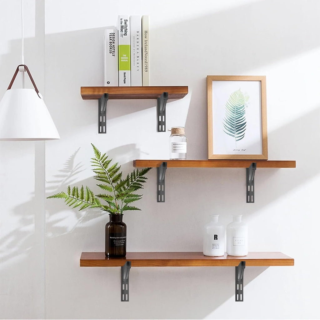 10 Pack 9‑Inch Adjustable Wire Shelf Brackets – Heavy‑Duty Double‑Track Closet & Wall Shelving System Supports（Black）