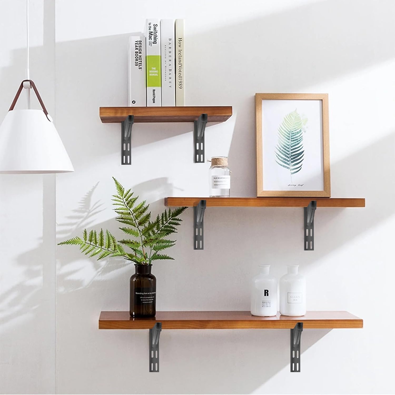 10 Pack 9‑Inch Adjustable Wire Shelf Brackets – Heavy‑Duty Double‑Track Closet & Wall Shelving System Supports（Black）