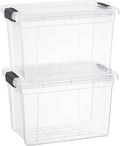 Superio Clear Storage Boxes with Lids, 8.75 Quart Plastic Container Bins for Organizing, Stackable Crates, BPA Free, Non Toxic, Odor Free, Organizers for Home, Office, School, and Dorm, 2 Pack