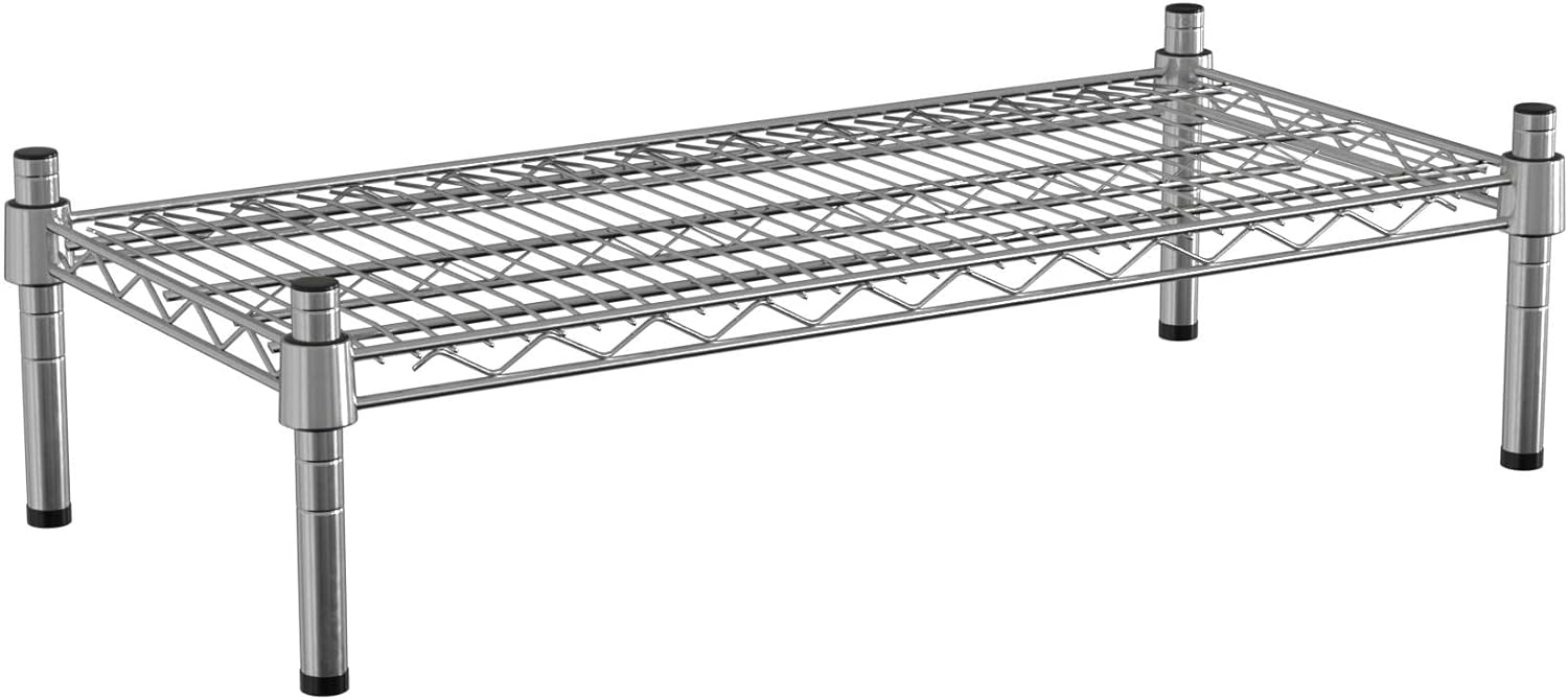 14" x 30" NSF Chrome Wire Stationary Dunnage Storage Rack with 8" Posts, Ideal for Commercial Kitchen, Home, Garage, Warehouse, Shelters