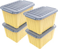 Nazhura Plastic Storage Bin, Stackable and Nestable Storage Boxes with White Lids and Secure Latching Buckles, Large Storage Container (Yellow/Purple, 72Quart-4Pack)