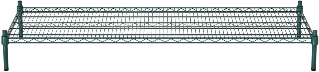 24" x 60" NSF Green Wire Stationary Dunnage Storage Rack with 8" Posts Ideal for Commercial Kitchen Home Garage Warehouse Shelters