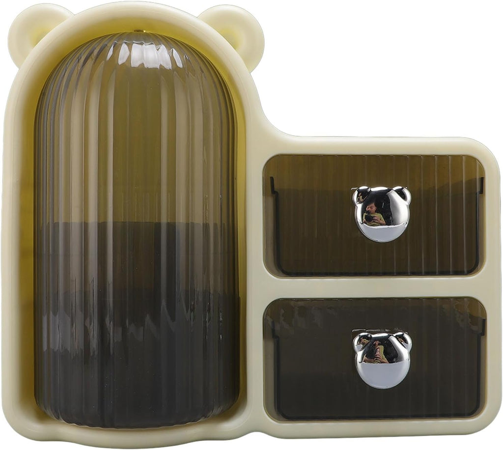 Makeup Organizer, Large Capacity Cosmetic Display Case with Makeup Brush Holder, Vanity Organizer for Eyeshadows, Lipsticks, Foundations