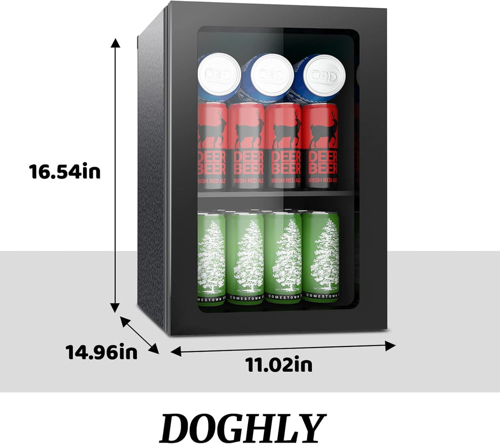 0.95 Cu.ft Mini Fridge Holds 24 Cans, Beverage Refrigerator Cooler, Solid Door, Manual Temperature Control (at the Back), Quiet Compact Drink Fridge for Soda, Beer, Wine, Office, Dorm, Bar