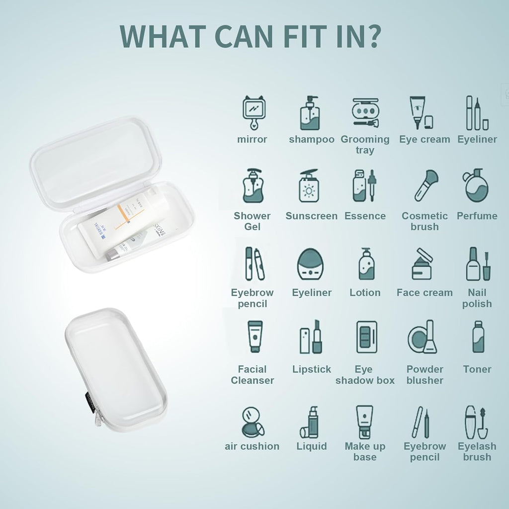 Set of 2 - Hard Sided Clear Zipper Case for Storage - Professional-Grade Plastic Hard Shell Zippered Organizers, Cosmetic Bag, Snack Bins