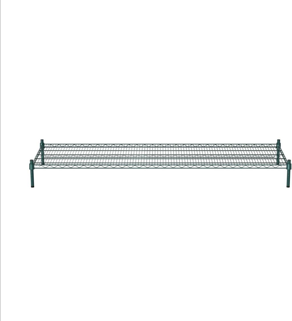 24" x 72" NSF Green Wire Stationary Dunnage Storage Rack with 8" Posts Ideal for Commercial Kitchen Home Garage Warehouse Shelters