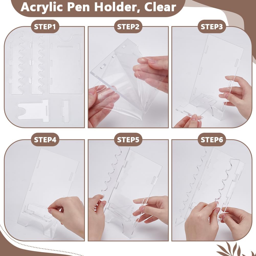 UNICRAFTALE 8-Slots Acrylic Pen Holder Clear Pen Display Stand Holder Makeup Brush Holder Makeup Brush Drying Rack Pencil Show Tool Rack for Office Home